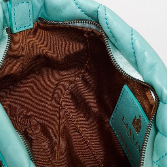 Lanvin Quilted Teal Leather Happy Crossbody Handbag - Picture 13 of 15